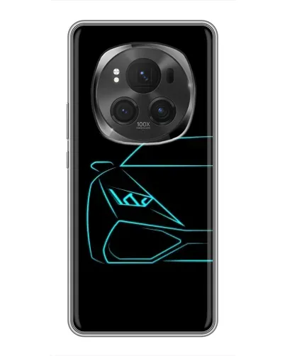Чехол для Huawei Honor Magic 6 Pro с картинкой «Голубой силуэт Lamborghini»