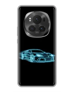 Чехол для Huawei Honor Magic 6 Pro с картинкой «Неоновый контур Lamborghini»