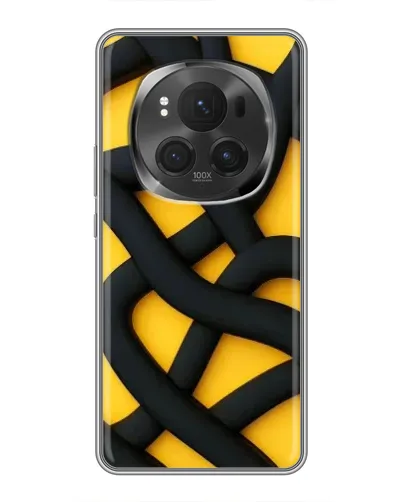 Чехол для Huawei Honor Magic 6 Pro с картинкой «Черное желтое переплетение»