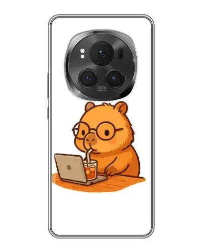 Чехол для Huawei Honor Magic 6 Pro с картинкой «Капибара с ноутбуком»