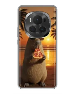 Чехол для Huawei Honor Magic 6 Pro с картинкой «Капибара с пиццей»
