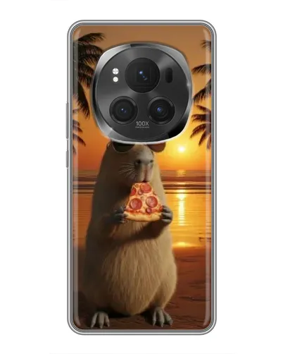 Чехол для Huawei Honor Magic 6 Pro с картинкой «Капибара с пиццей»