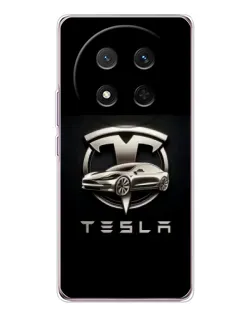 Чехол для Huawei Honor Magic 7 Lite с картинкой «Tesla — серебристое авто»