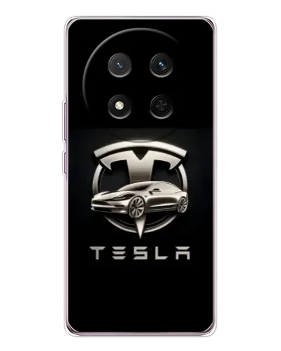 Чехол для Huawei Honor Magic 7 Lite с картинкой «Tesla — серебристое авто»