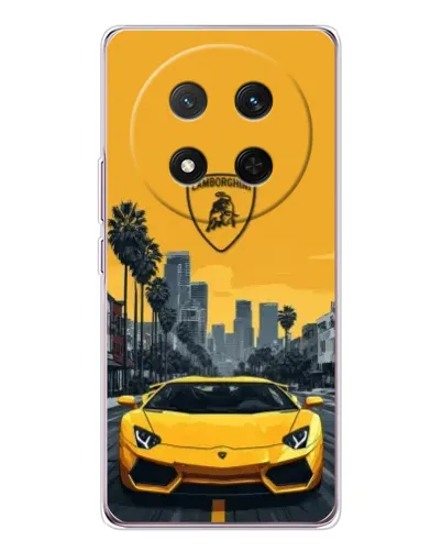 Чехол для Huawei Honor Magic 7 Lite с картинкой «Желтый Lamborghini город»