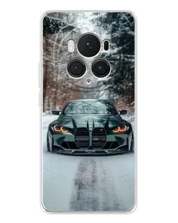 Чехол для Huawei Honor Magic 7 Pro с картинкой «BMW в зимнем лесу»