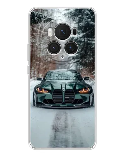 Чехол для Huawei Honor Magic 7 Pro с картинкой «BMW в зимнем лесу»
