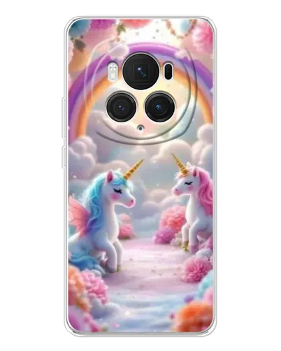 Чехол для Huawei Honor Magic 7 Pro с картинкой «Радуга и единороги»