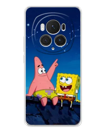 Чехол для Huawei Honor Magic 7 Pro с картинкой «Губка Боб и Патрик ночью»