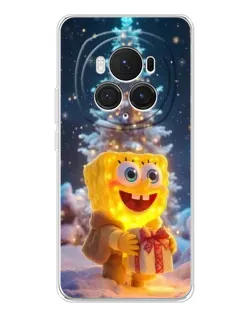 Чехол для Huawei Honor Magic 7 Pro с картинкой «Рождественский Спанч Боб»