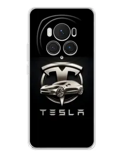Чехол для Huawei Honor Magic 7 Pro с картинкой «Tesla — серебристое авто»