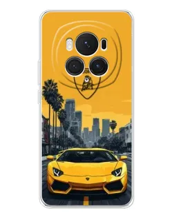 Чехол для Huawei Honor Magic 7 Pro с картинкой «Желтый Lamborghini город»