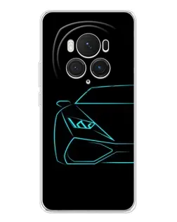 Чехол для Huawei Honor Magic 7 Pro с картинкой «Голубой силуэт Lamborghini»