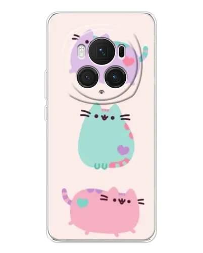 Чехол для Huawei Honor Magic 7 Pro с картинкой «Pusheen трио»