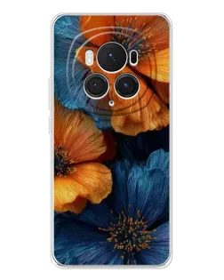 Чехол для Huawei Honor Magic 7 Pro с картинкой «Яркая сине-оранжевая флора»