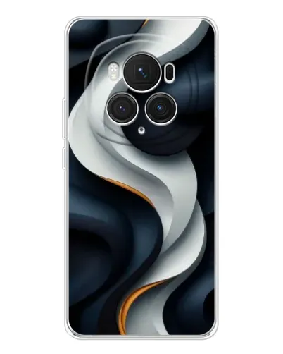 Чехол для Huawei Honor Magic 7 Pro с картинкой «Объемные черно-белые ленты»