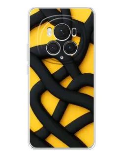 Чехол для Huawei Honor Magic 7 Pro с картинкой «Черное желтое переплетение»