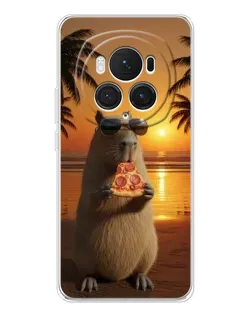 Чехол для Huawei Honor Magic 7 Pro с картинкой «Капибара с пиццей»
