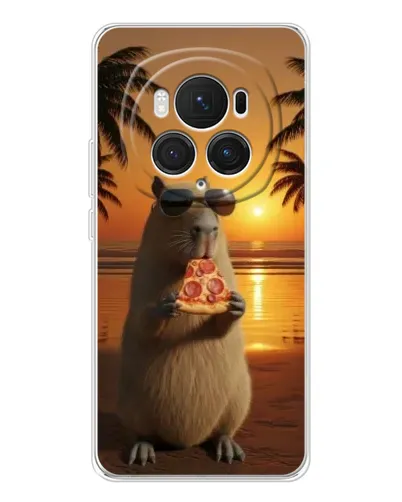 Чехол для Huawei Honor Magic 7 Pro с картинкой «Капибара с пиццей»
