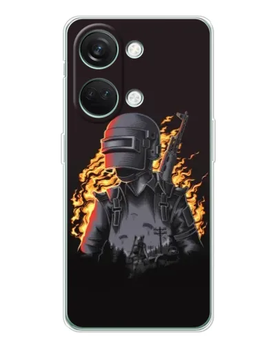 Чехол для Huawei Honor Play 10C с картинкой «PUBG — огненный силуэт»