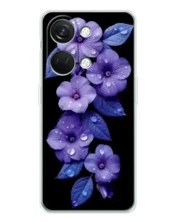 Чехол для Huawei Honor Play 10C с картинкой «Фиолетовые цветы с росою»