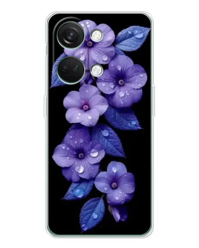 Чехол для Huawei Honor Play 10C с картинкой «Фиолетовые цветы с росою»