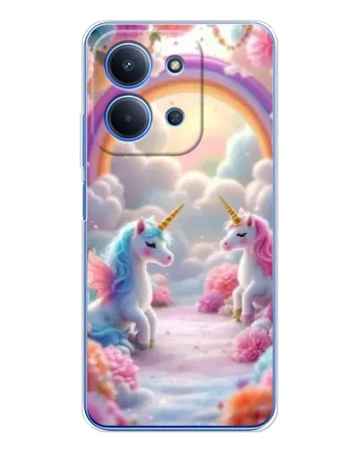 Чехол для Huawei Honor Play 11 Plus с картинкой «Радуга и единороги»