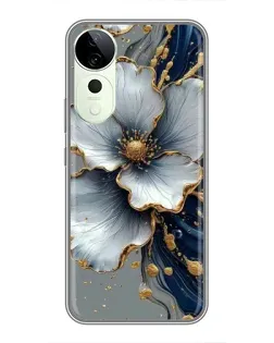 Чехол для Huawei Honor Play 70 Plus с картинкой «Белый цветок и золотой флюид»