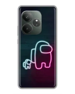 Чехол для Huawei Honor X5d Plus с картинкой «Among Us неон-арт»