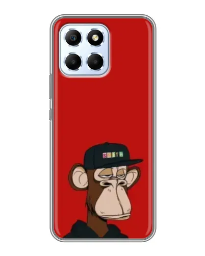 Чехол для Huawei Honor X6 с картинкой «Bored Ape — красный фон» Чехол для Huawei Honor X6 с картинкой «Bored Ape — красный фон»