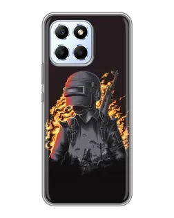 Чехол для Huawei Honor X6 с картинкой «PUBG — огненный силуэт»