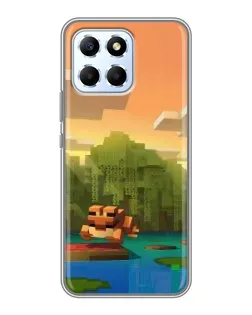 Чехол для Huawei Honor X6 с картинкой «Майнкрафт закат солнца»