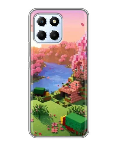 Чехол для Huawei Honor X6 с картинкой «Розовое дерево Minecraft»