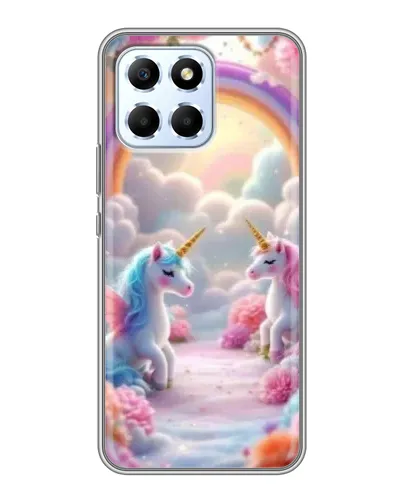 Чехол для Huawei Honor X6 с картинкой «Радуга и единороги»