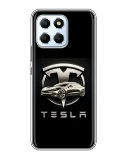 Чехол для Huawei Honor X6 с картинкой «Tesla — серебристое авто»