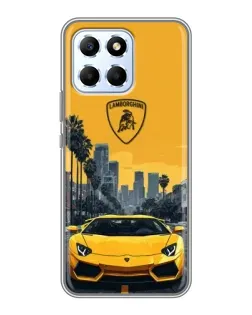 Чехол для Huawei Honor X6 с картинкой «Желтый Lamborghini город»