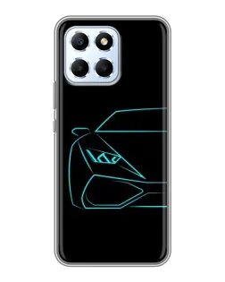 Чехол для Huawei Honor X6 с картинкой «Голубой силуэт Lamborghini»