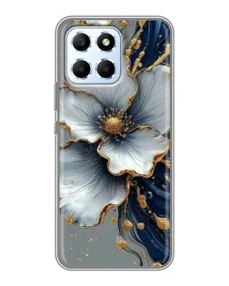 Чехол для Huawei Honor X6 с картинкой «Белый цветок и золотой флюид»