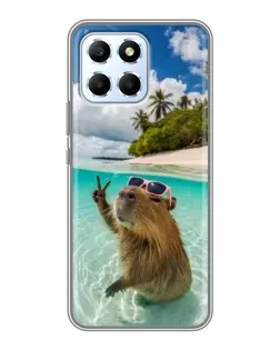 Чехол для Huawei Honor X6 с картинкой «Капибара на море»