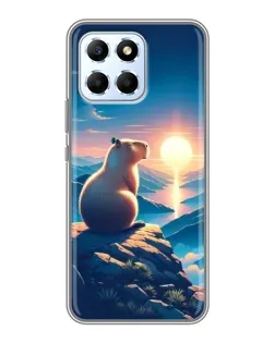 Чехол для Huawei Honor X6 с картинкой «Закат солнца с капибарой»