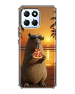 Чехол для Huawei Honor X6 с картинкой «Капибара с пиццей»