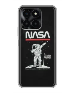 Чехол для Huawei Honor X6a с картинкой «NASA — шагаем по Луне»