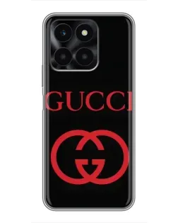 Чехол для Huawei Honor X6a с картинкой «Gucci — красный логотип»