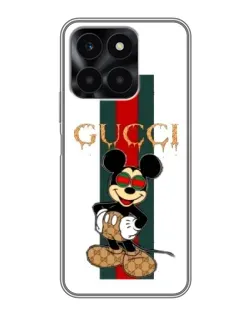 Чехол для Huawei Honor X6a с картинкой «Микки Маус Gucci — полосы»