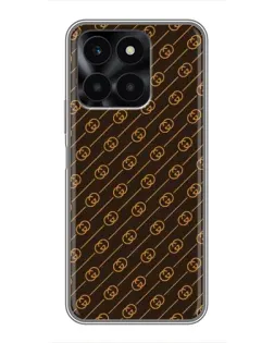 Чехол для Huawei Honor X6a с картинкой «Gucci — золотые диагонали»