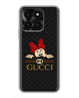 Чехол для Huawei Honor X6a с картинкой «Минни Маус Gucci — черный»