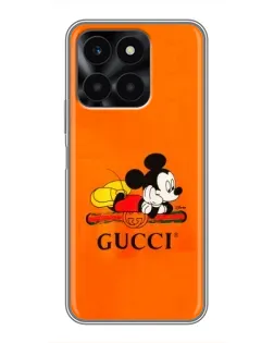 Чехол для Huawei Honor X6a с картинкой «Микки Маус Gucci — оранж»