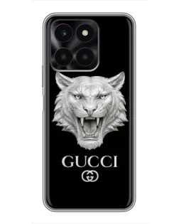 Чехол для Huawei Honor X6a с картинкой «Gucci — серебряный лев»