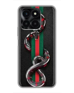 Чехол для Huawei Honor X6a с картинкой «Gucci — змея на полосе»
