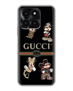 Чехол для Huawei Honor X6a с картинкой «Gucci — герои Disney и монограмма»